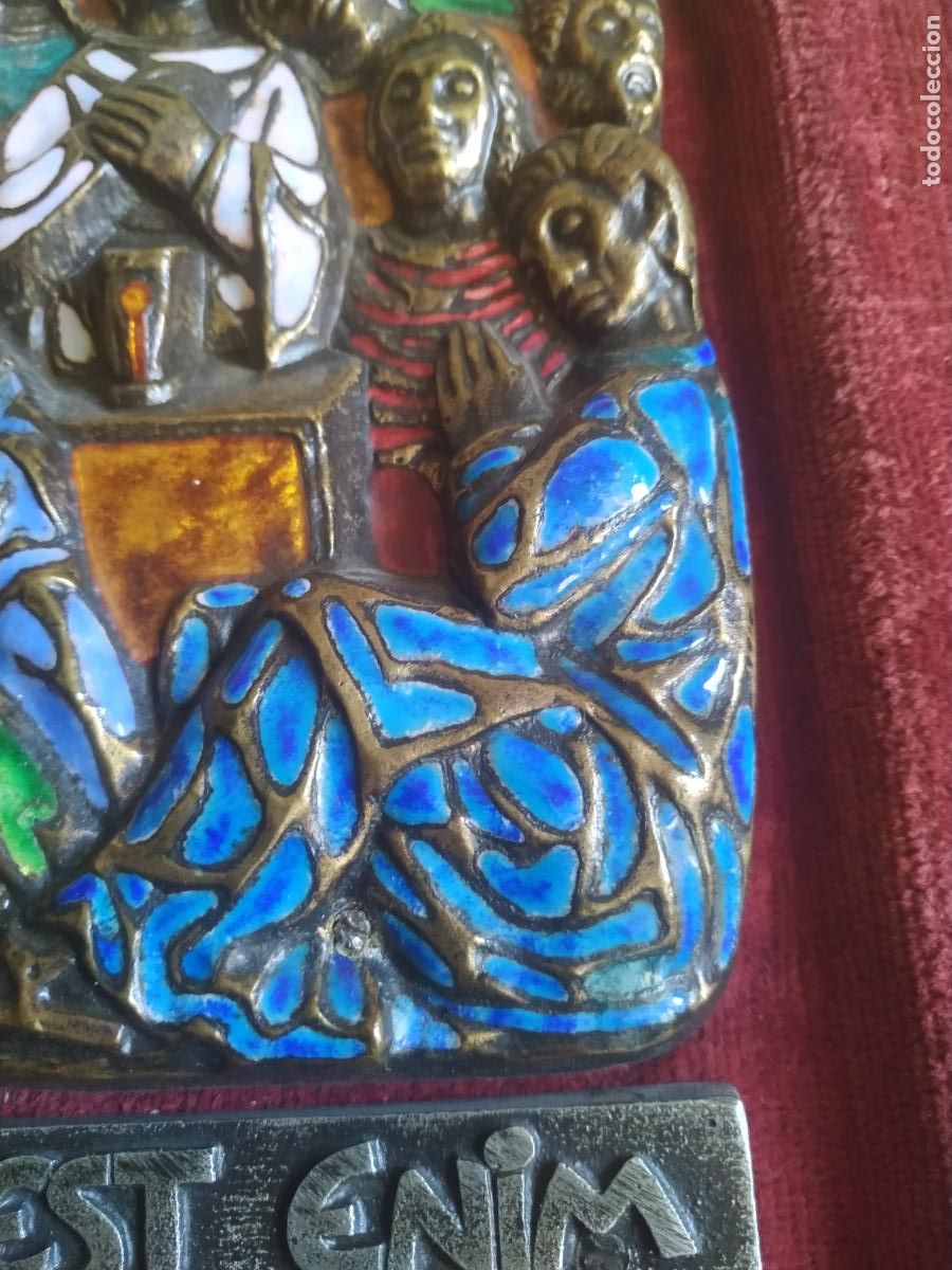 Arte: Cuadro con relvieve esmaltado, Santa cena en marco - Foto 3