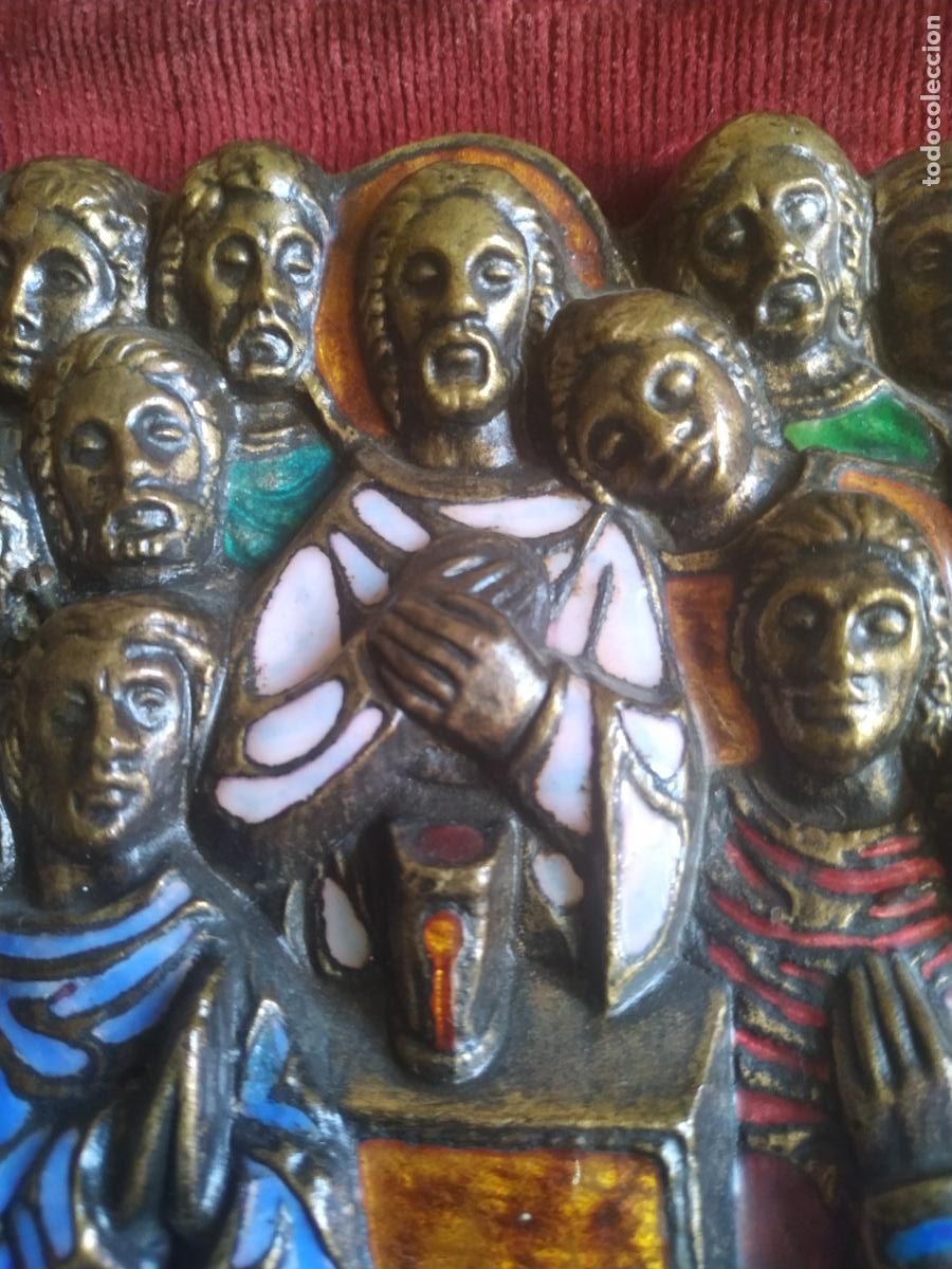 Arte: Cuadro con relvieve esmaltado, Santa cena en marco - Foto 4