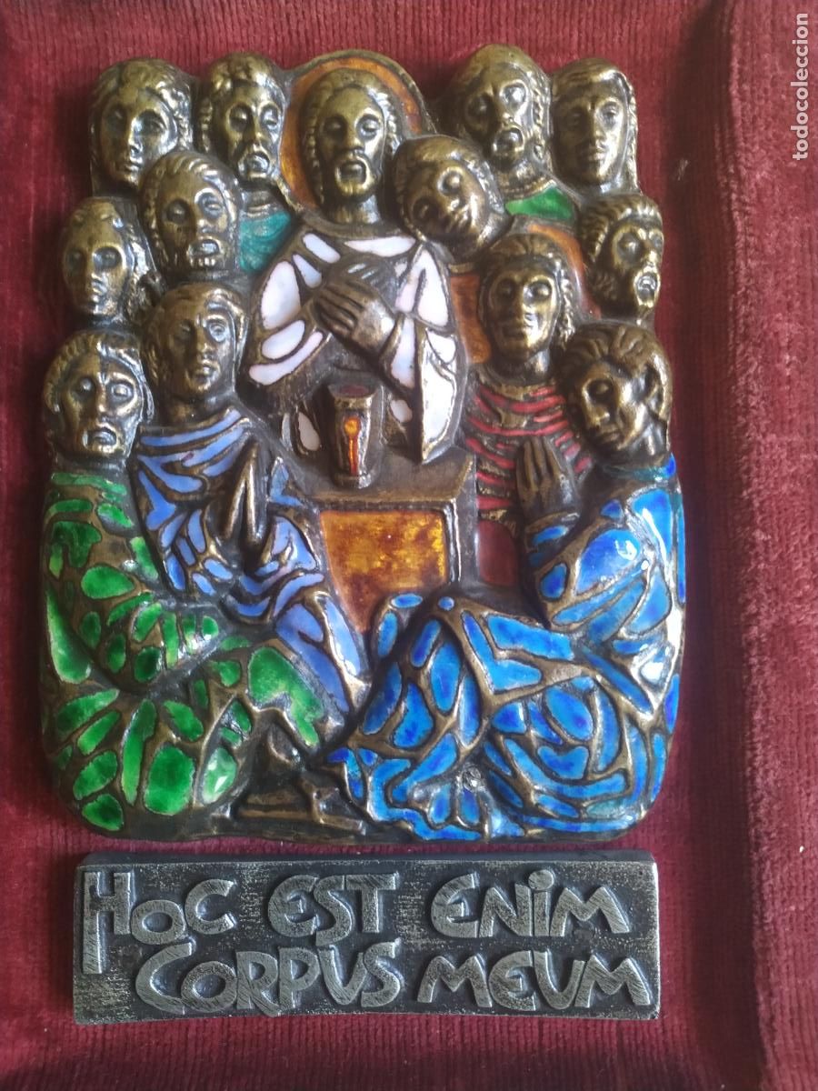 Arte: Cuadro con relvieve esmaltado, Santa cena en marco - Foto 1