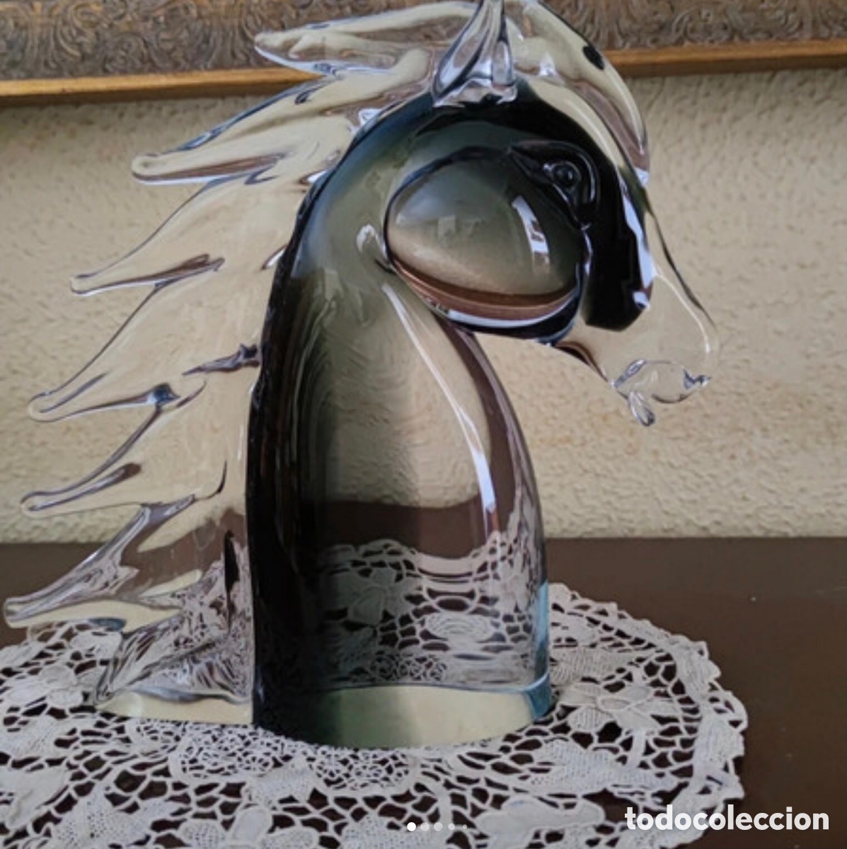 Arte: Cabeza de caballo cristal macizo - Foto 1