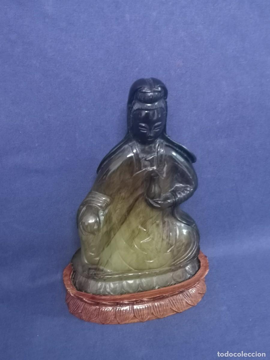 Arte: GUAN-YIN CHINA EN JADE VERDE - Foto 2