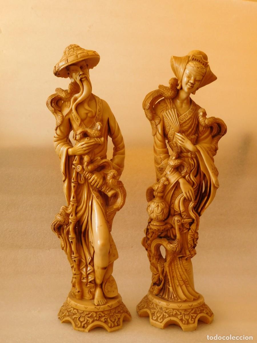Arte: 2 FIGURAS ORIENTALES. MATERIAL MUY PESADO - Foto 1