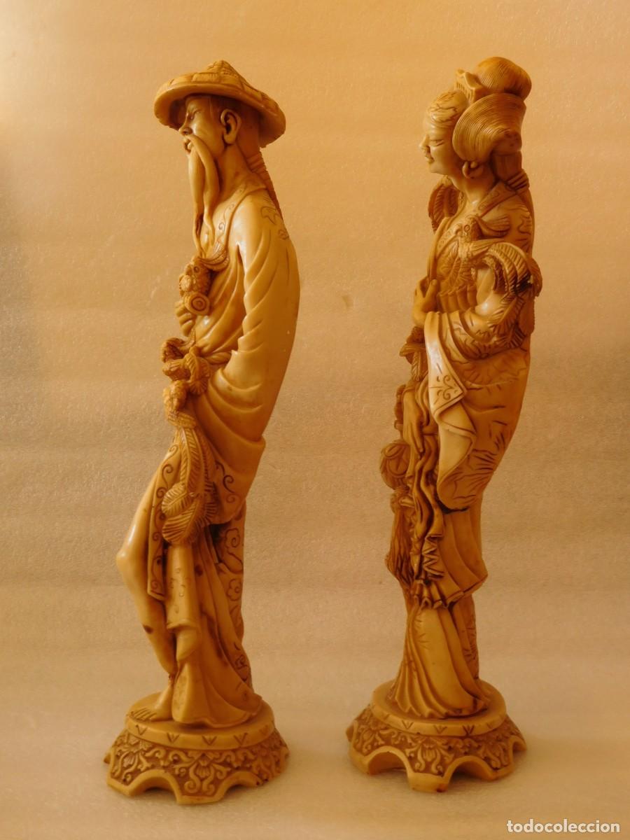 Arte: 2 FIGURAS ORIENTALES. MATERIAL MUY PESADO - Foto 2