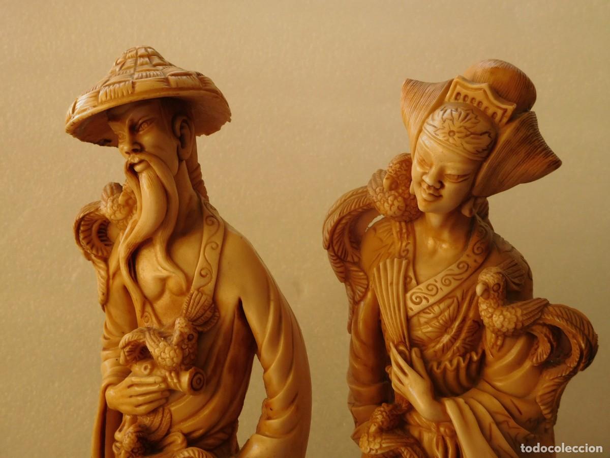 Arte: 2 FIGURAS ORIENTALES. MATERIAL MUY PESADO - Foto 4