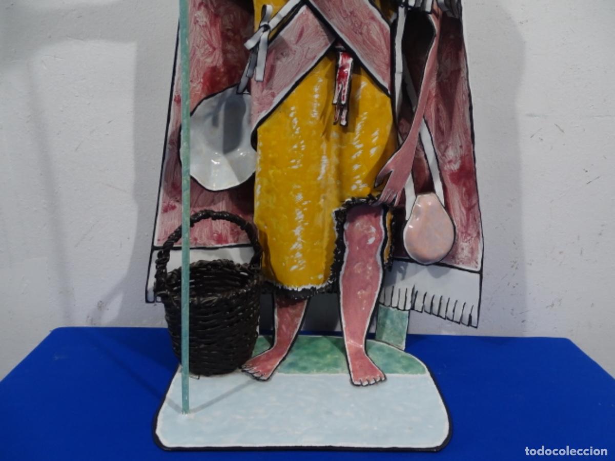 Arte: GRAN ESCULTURA EN ESMALTE DE PASTOR CON CESTA. AUTOR AN&Oacute;NIMO. - Foto 3