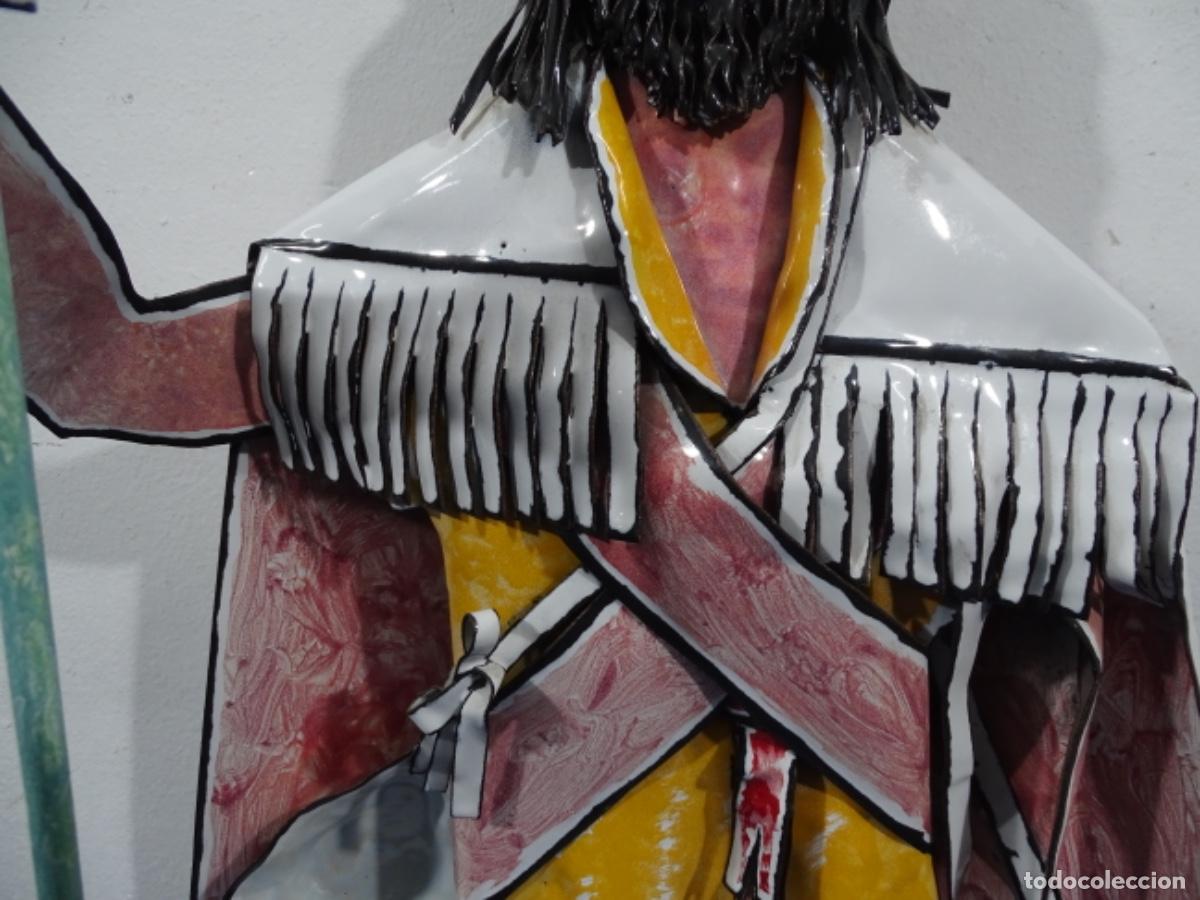 Arte: GRAN ESCULTURA EN ESMALTE DE PASTOR CON CESTA. AUTOR AN&Oacute;NIMO. - Foto 7