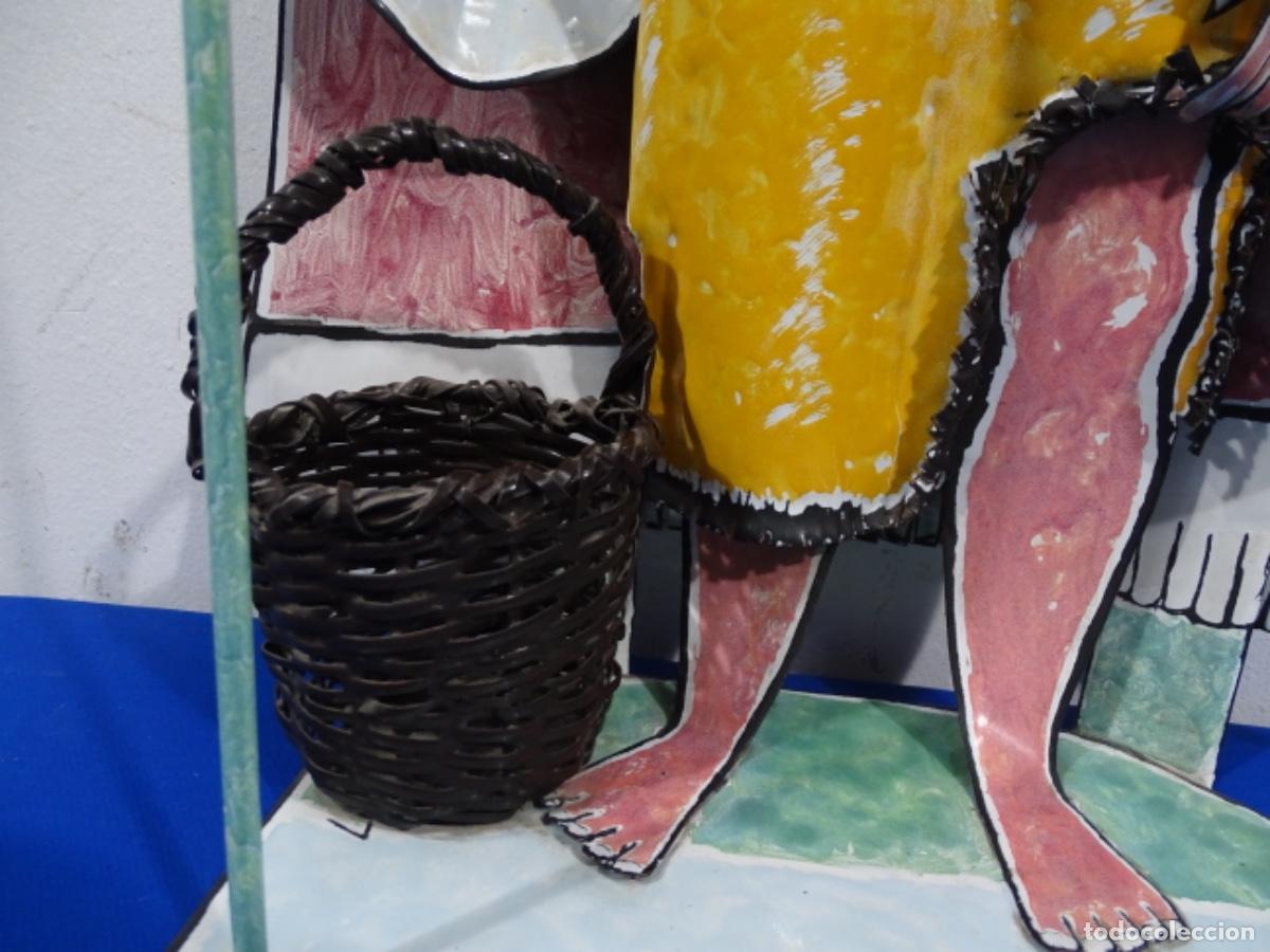 Arte: GRAN ESCULTURA EN ESMALTE DE PASTOR CON CESTA. AUTOR AN&Oacute;NIMO. - Foto 10