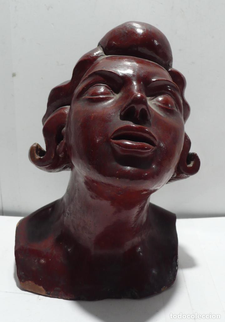 Arte: CABEZA DE MUJER EN TERRACOTA - Foto 1