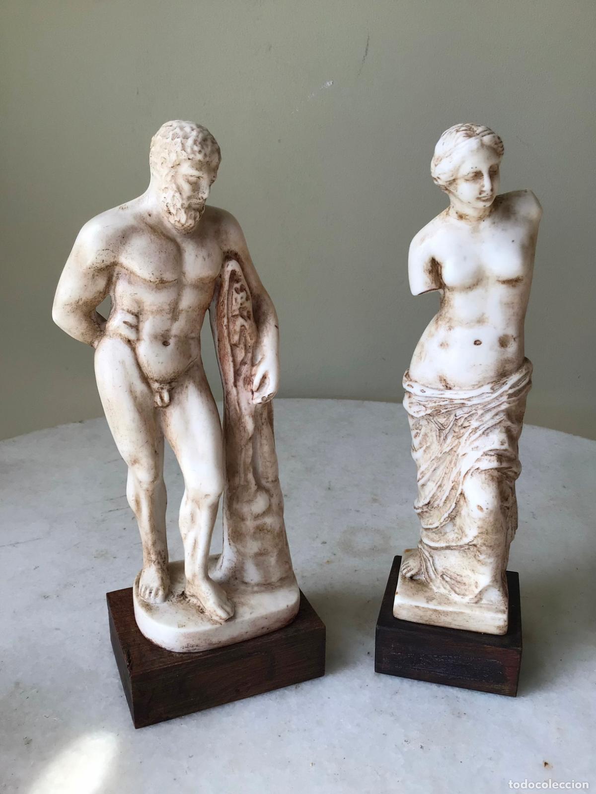 Arte: 2 ANTIGUAS ESTATUAS CLASICAS EN ESTUCO - HERCULES DE FARNESIO Y VENUS - A&Ntilde;OS 50