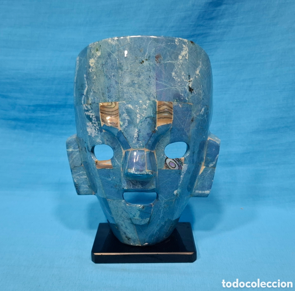 Arte: FIGURA MASCARA AZTECA OBSIDIANA - Foto 2