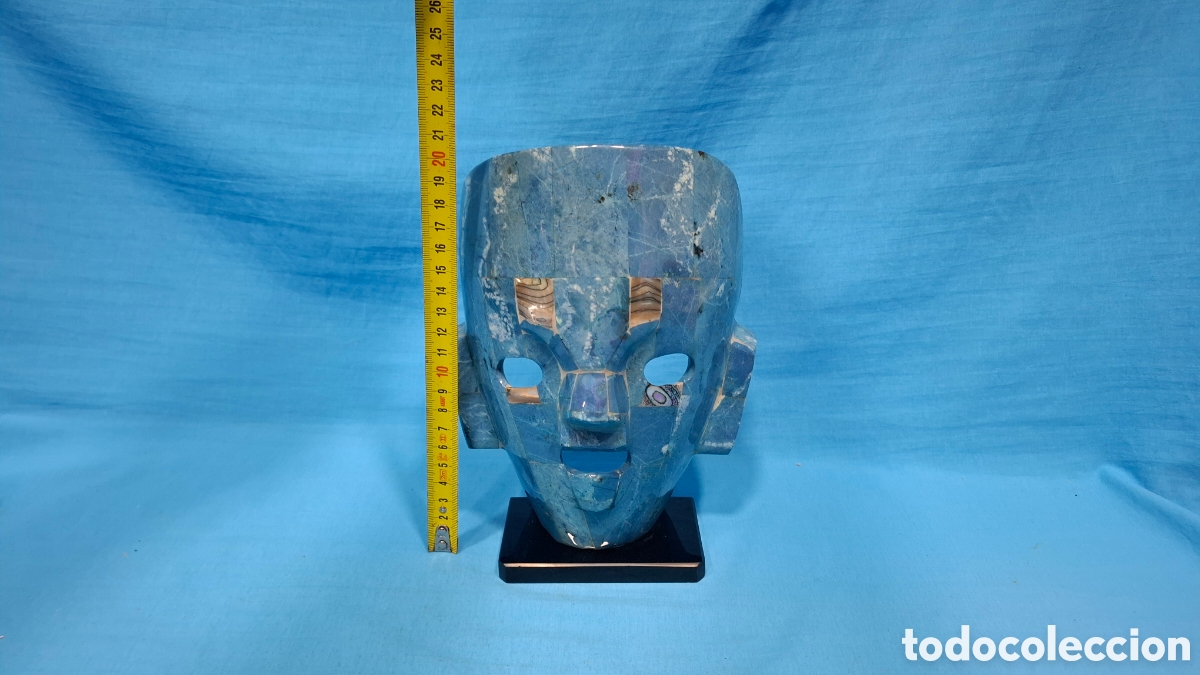 Arte: FIGURA MASCARA AZTECA OBSIDIANA - Foto 3