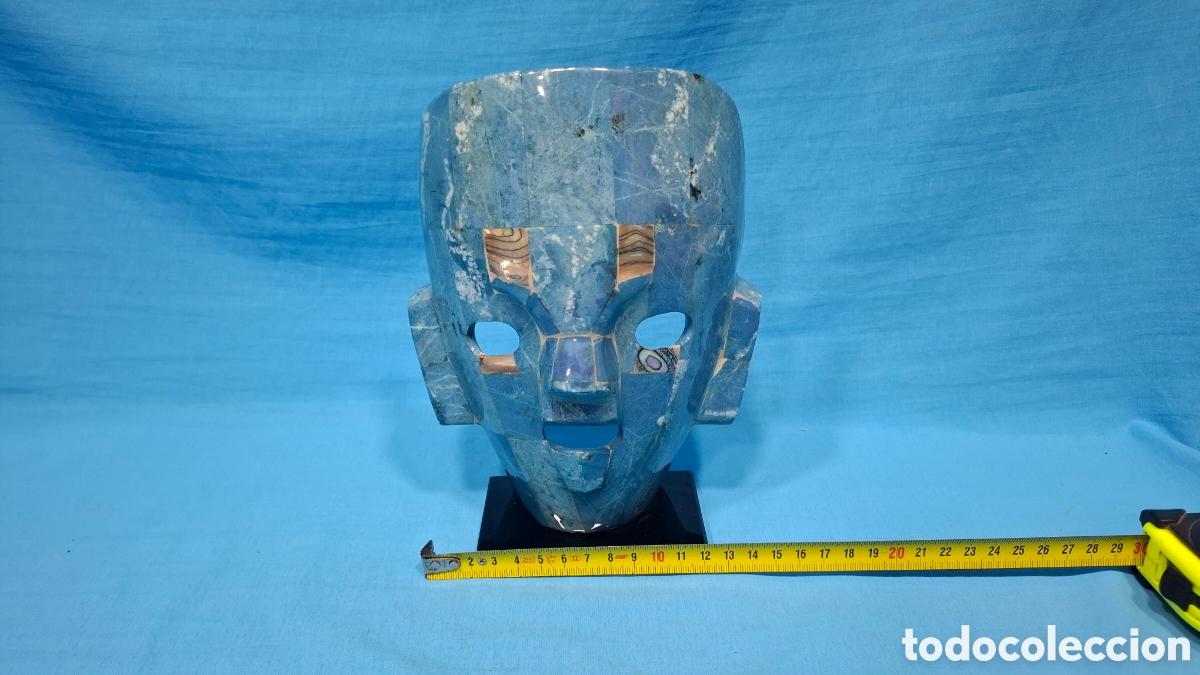 Arte: FIGURA MASCARA AZTECA OBSIDIANA - Foto 4