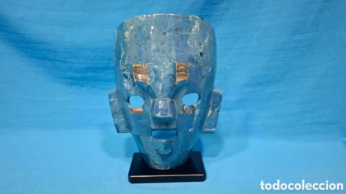 Arte: FIGURA MASCARA AZTECA OBSIDIANA - Foto 1
