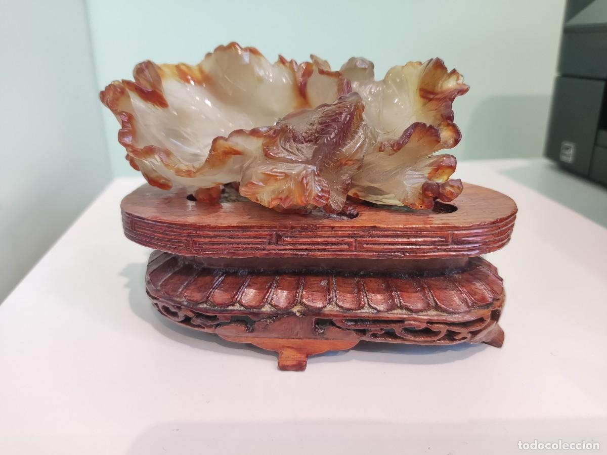 Arte: Flor. Talla Oriental de &aacute;gata cornalina. - Foto 1