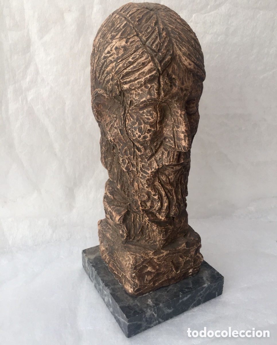 Arte: Figura Cabeza con peana de m&aacute;rmol - Foto 3