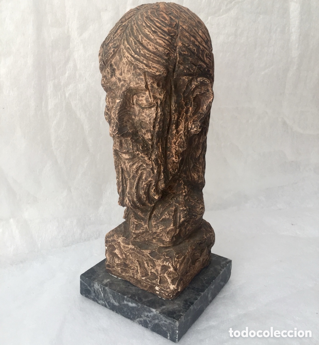 Arte: Figura Cabeza con peana de m&aacute;rmol - Foto 8
