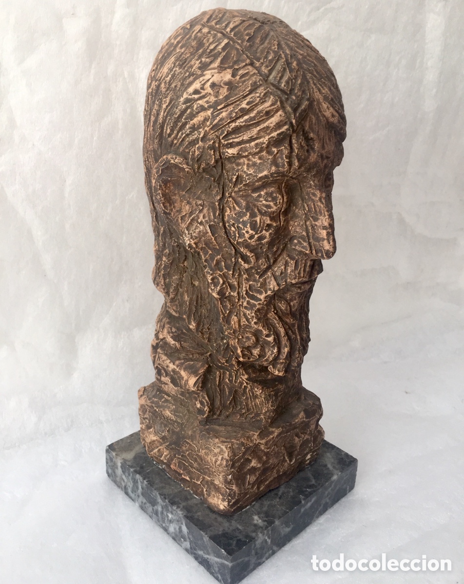 Arte: Figura Cabeza con peana de m&aacute;rmol - Foto 2