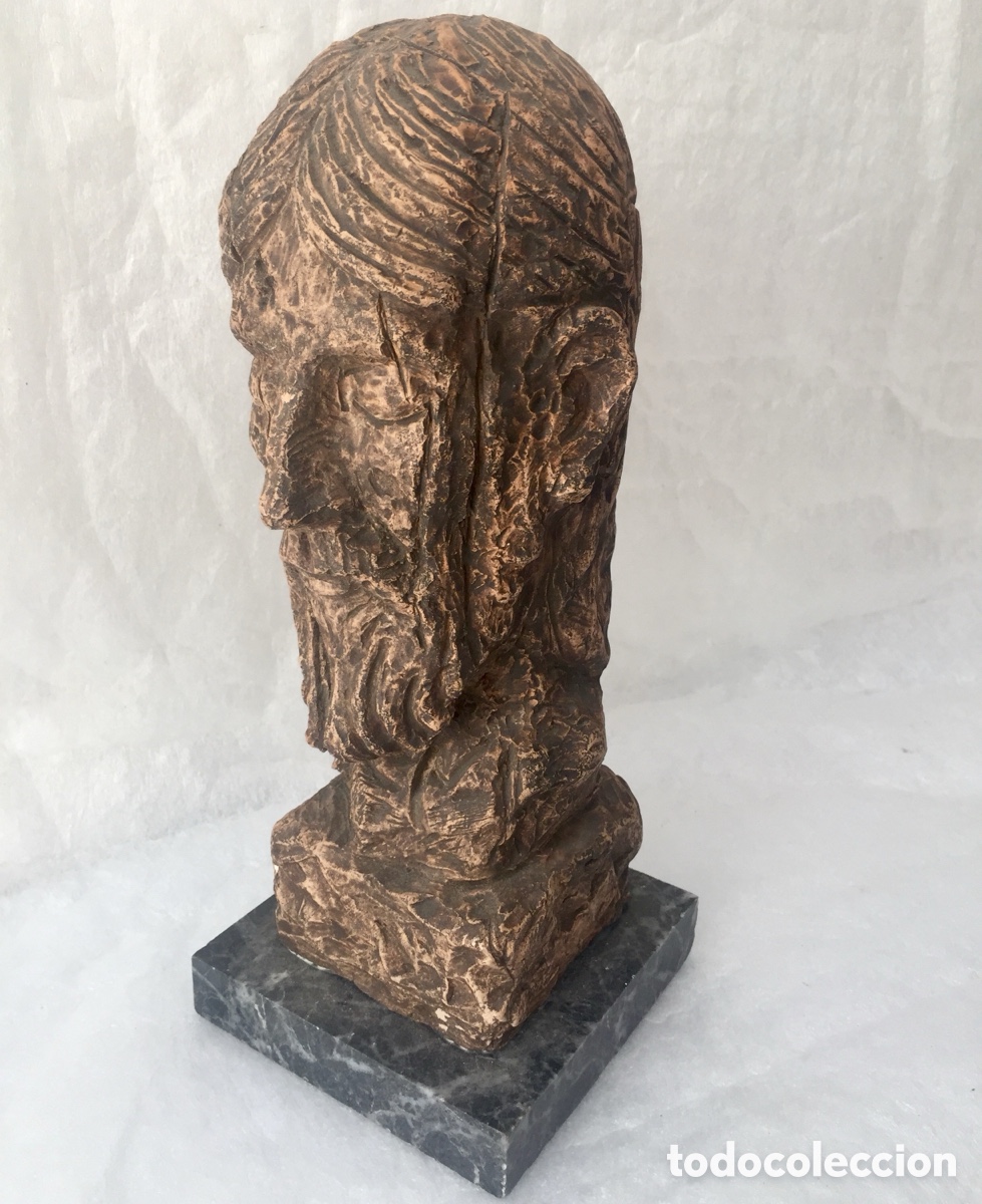Arte: Figura Cabeza con peana de m&aacute;rmol - Foto 1