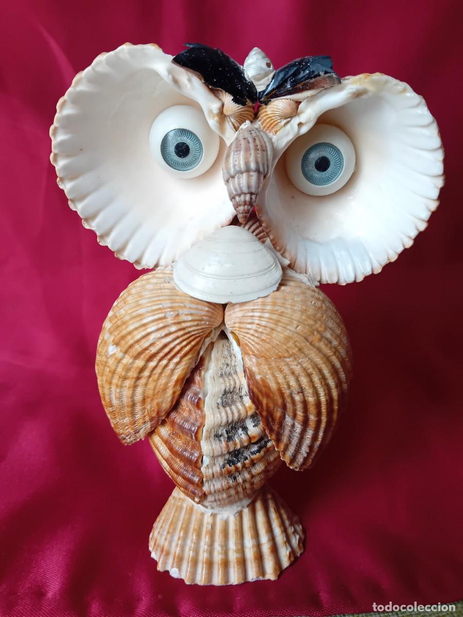 Arte: B&uacute;ho hecho con conchas de mar, d&eacute;cada de los 70. - Foto 1