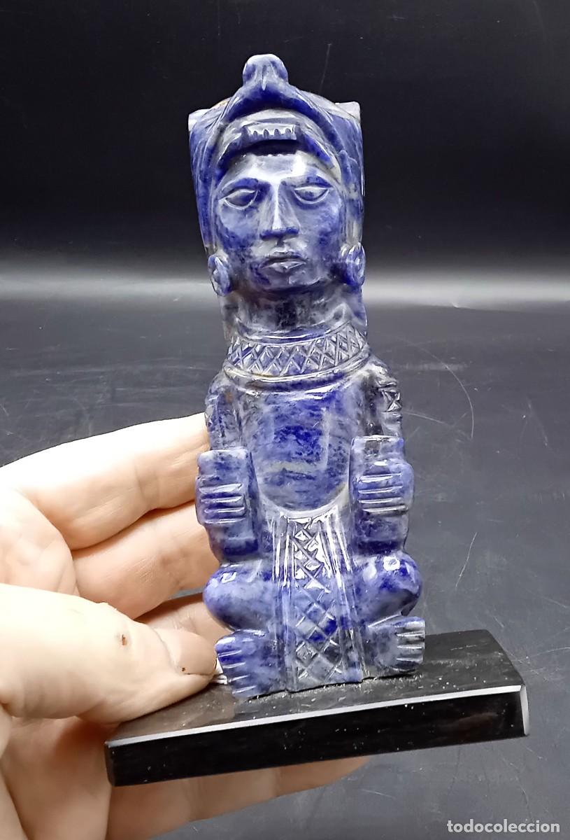 Arte: + FIGURA DE DIOS AZTECA EN LAPISLAZULI - CON PEANA - Foto 1