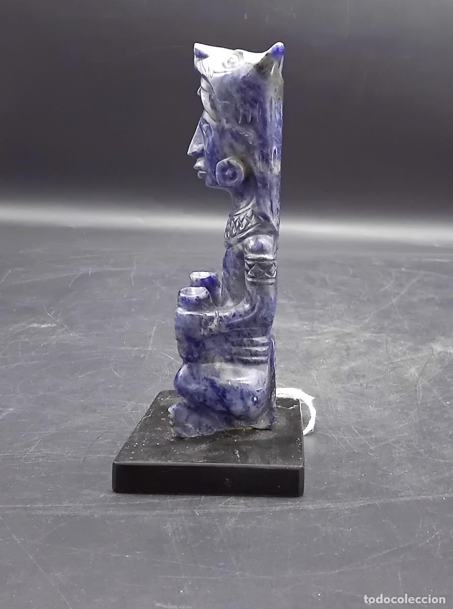 Arte: + FIGURA DE DIOS AZTECA EN LAPISLAZULI - CON PEANA - Foto 3