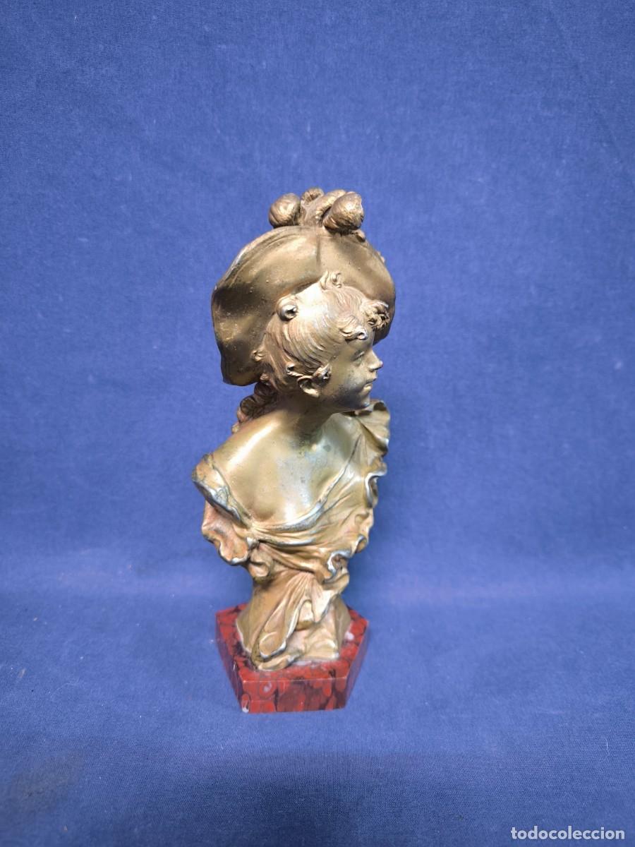 Arte: BUSTO DE UNA DAMA DE POCA EN CALAMINA Y BASE EN MARMOL - Foto 2