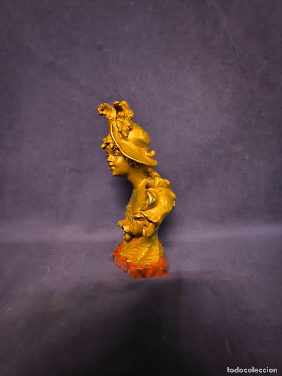 Arte: BUSTO DE UNA DAMA DE POCA EN CALAMINA Y BASE EN MARMOL - Foto 7