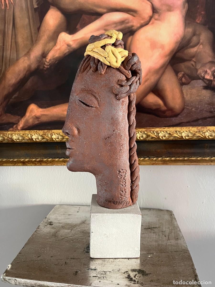 Arte: Escultura en gres de Victor Ceprian Cortes de 1997 &rdquo;MIRADA&rdquo; - Foto 2