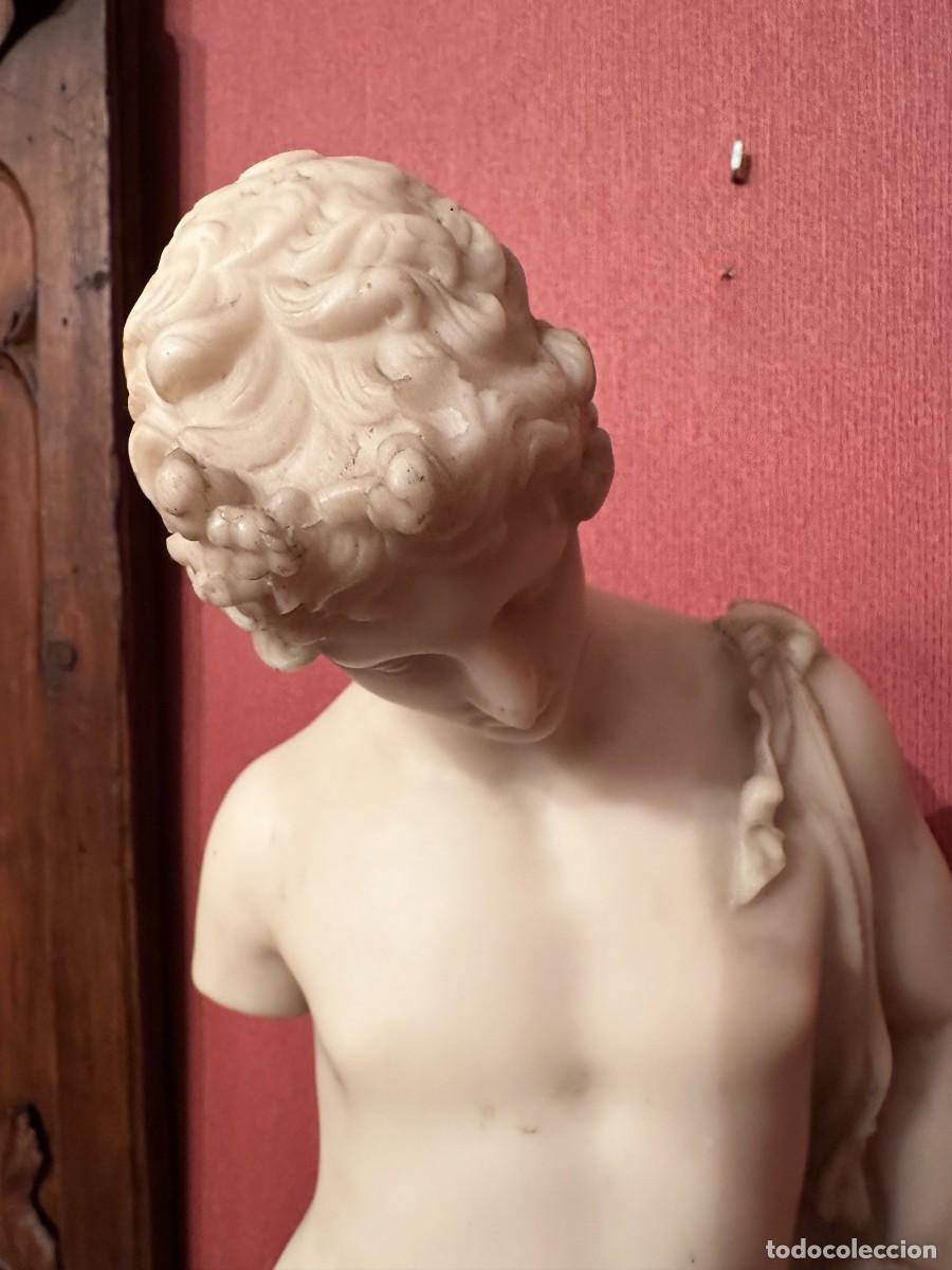 Arte: Antigua figura de Adonis con peana de madera - Foto 5
