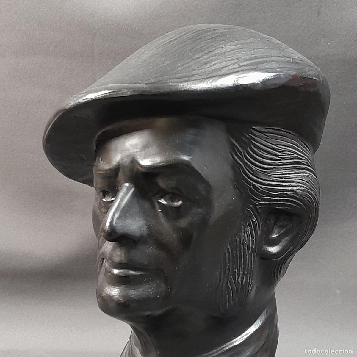 Arte: BUSTO REALIZADO EN ESTUCO. BASE DE MARMOL. 1950 CA. - Foto 5