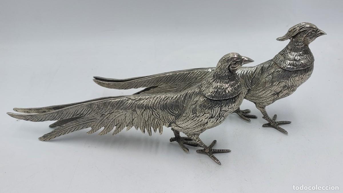 Arte: Pareja de faisanes en metal plateado - Foto 2