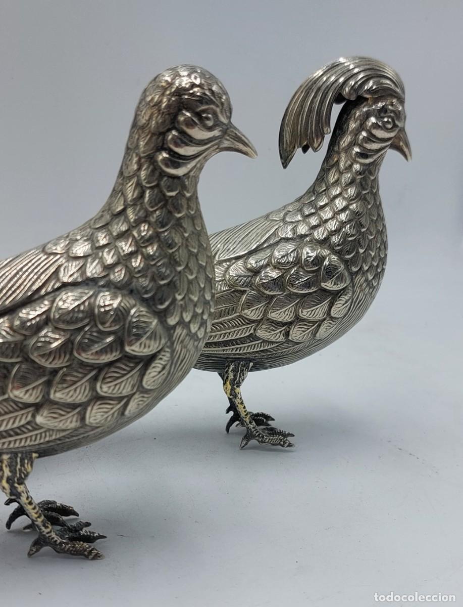 Arte: Pareja de faisanes en metal plateado - Foto 3