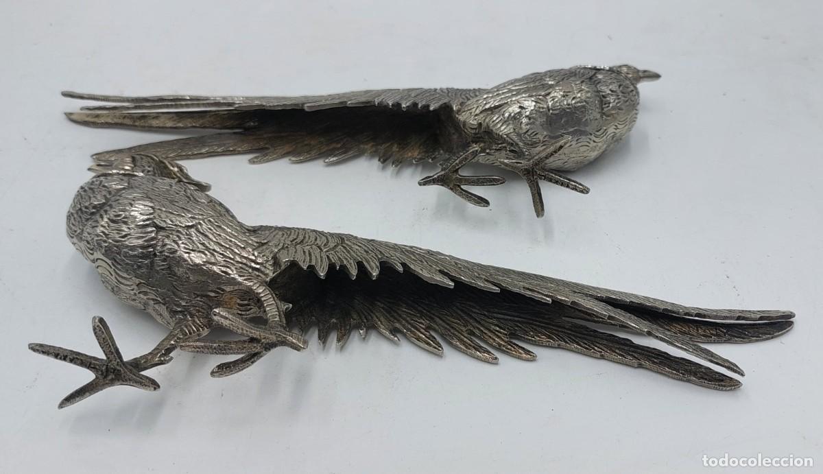 Arte: Pareja de faisanes en metal plateado - Foto 4