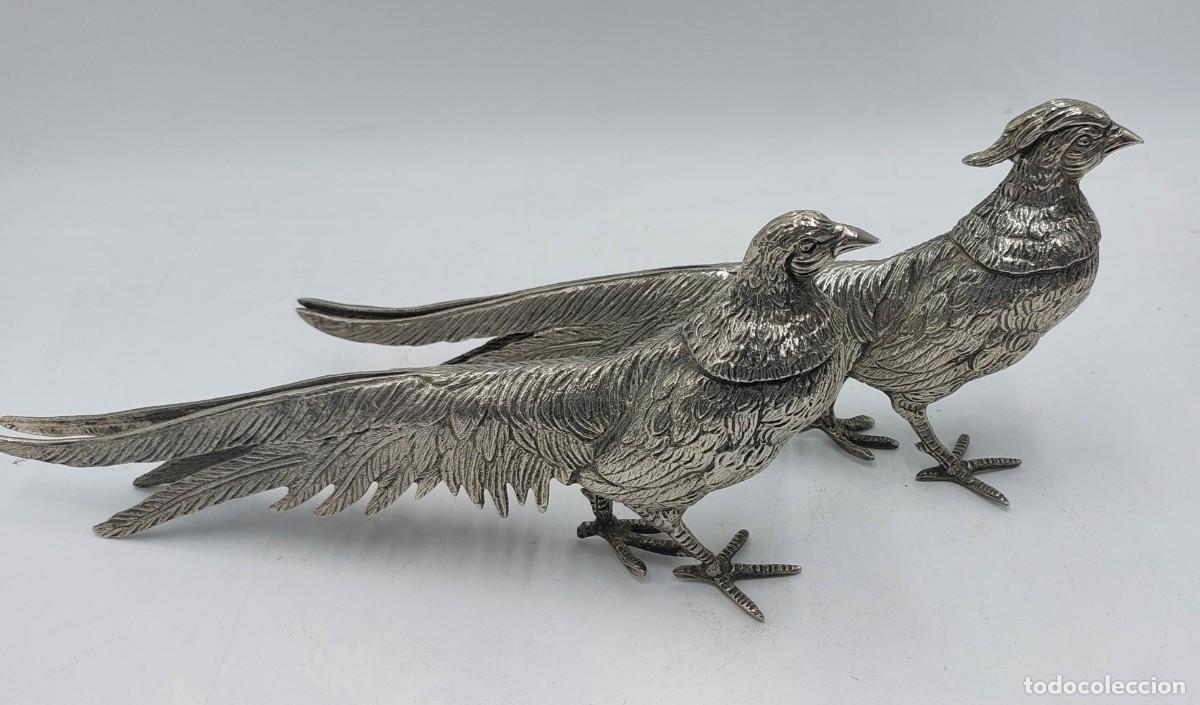 Arte: Pareja de faisanes en metal plateado - Foto 5