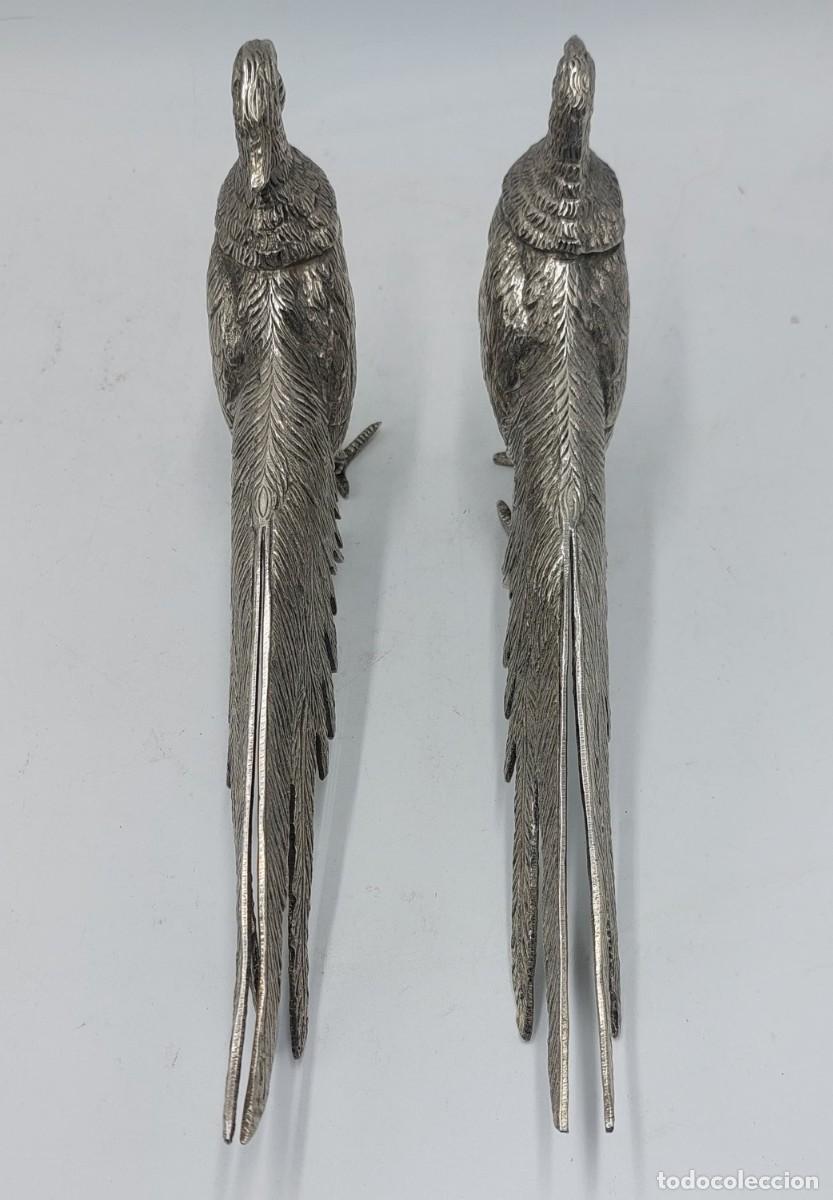 Arte: Pareja de faisanes en metal plateado - Foto 6