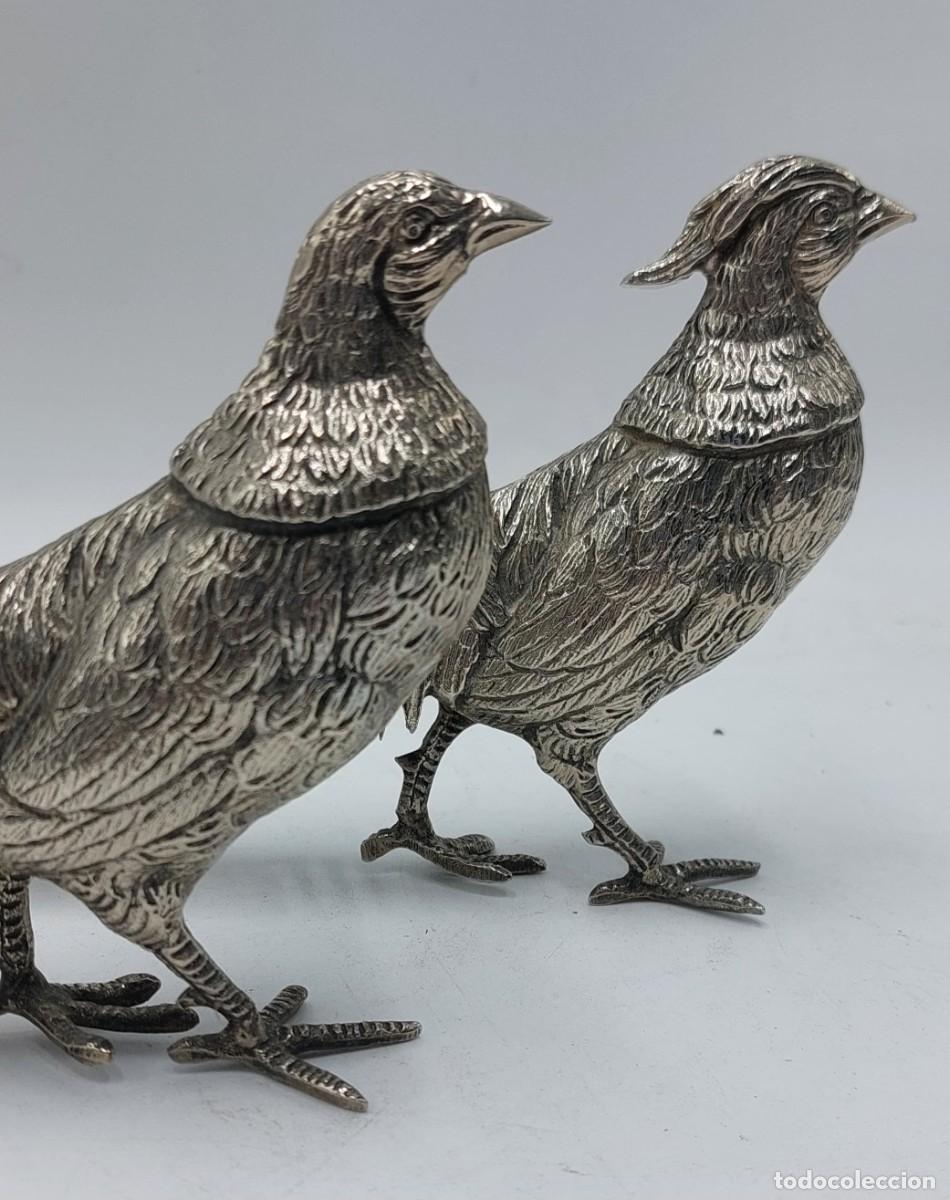 Arte: Pareja de faisanes en metal plateado - Foto 7