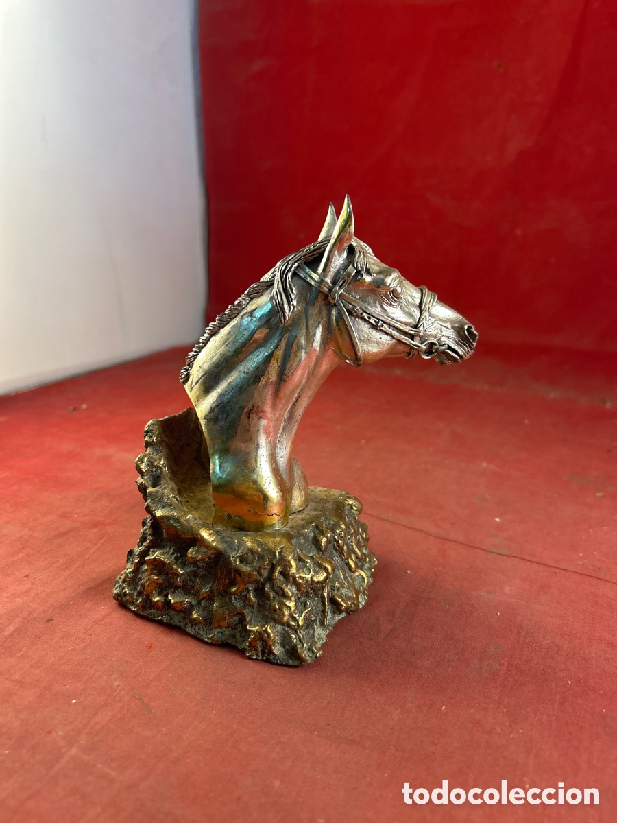 Arte: ESCULTURA DE CABALLO REALIZADA EN PLATA MACIZA. BASE DE BRONCE - Foto 2
