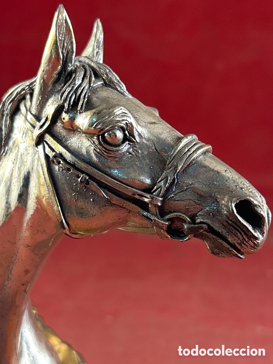 Arte: ESCULTURA DE CABALLO REALIZADA EN PLATA MACIZA. BASE DE BRONCE - Foto 3
