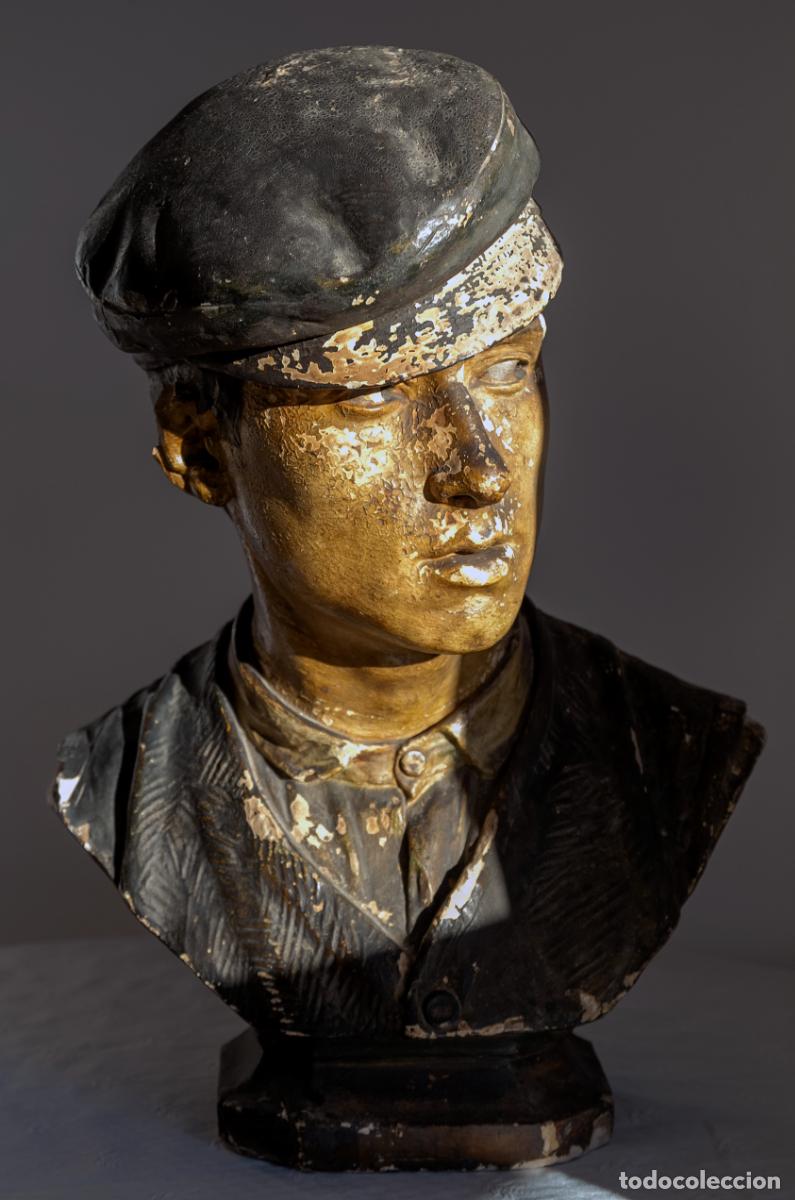 Arte: Busto de obrero - Policromado - Foto 1