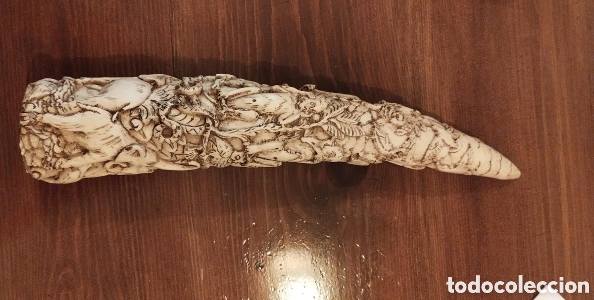 Arte: Colmillo tallado imitaci&oacute;n marfil - Foto 2