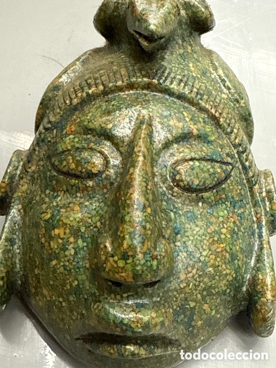 Arte: Cara azteca de malaquita - Foto 3