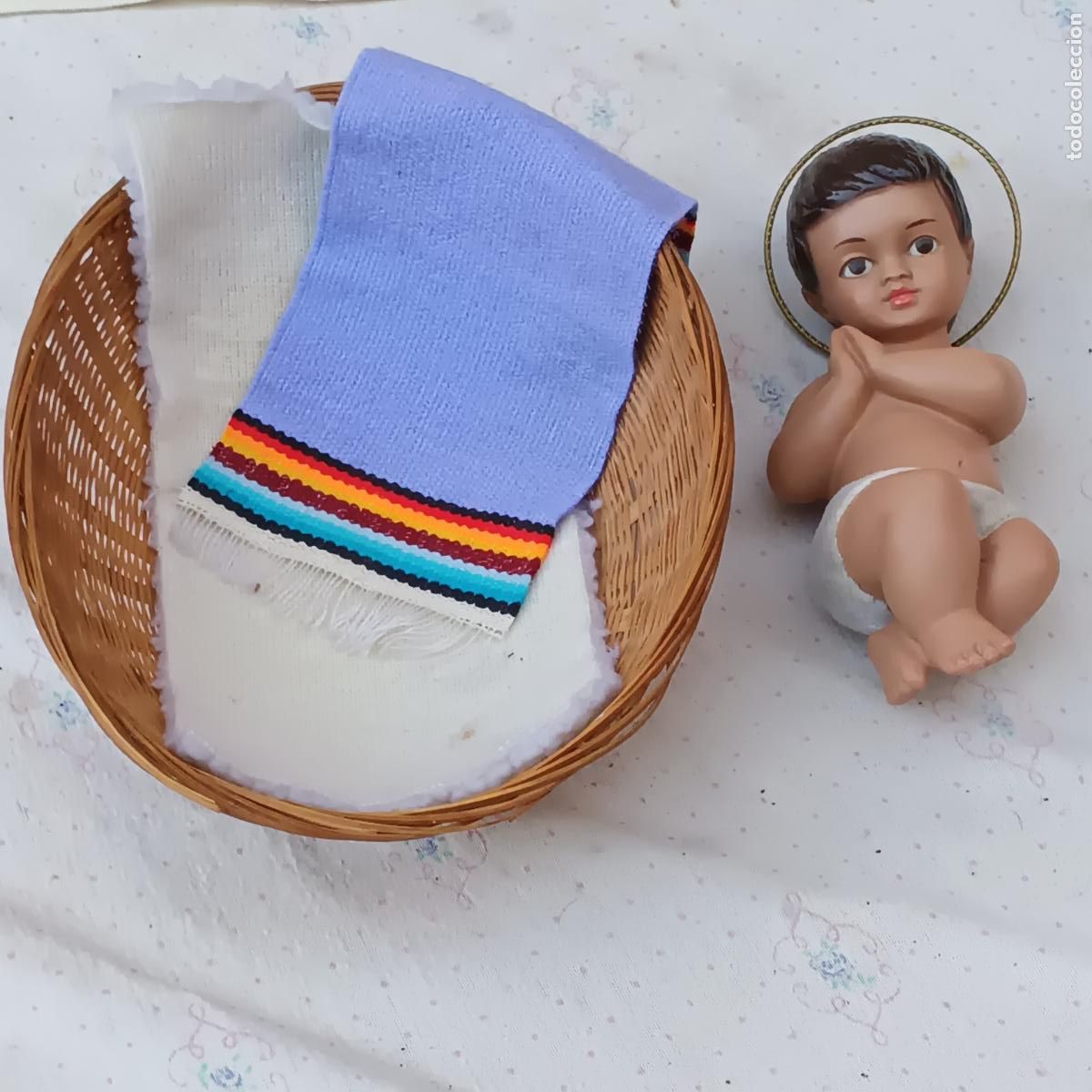 Arte: NI&Ntilde;O JESUS EN ESTUCO EN SU CUNA. - Foto 6