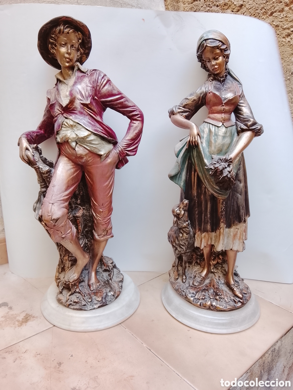 Arte: Pareja de huertanos con base de m&aacute;rmol - Foto 1
