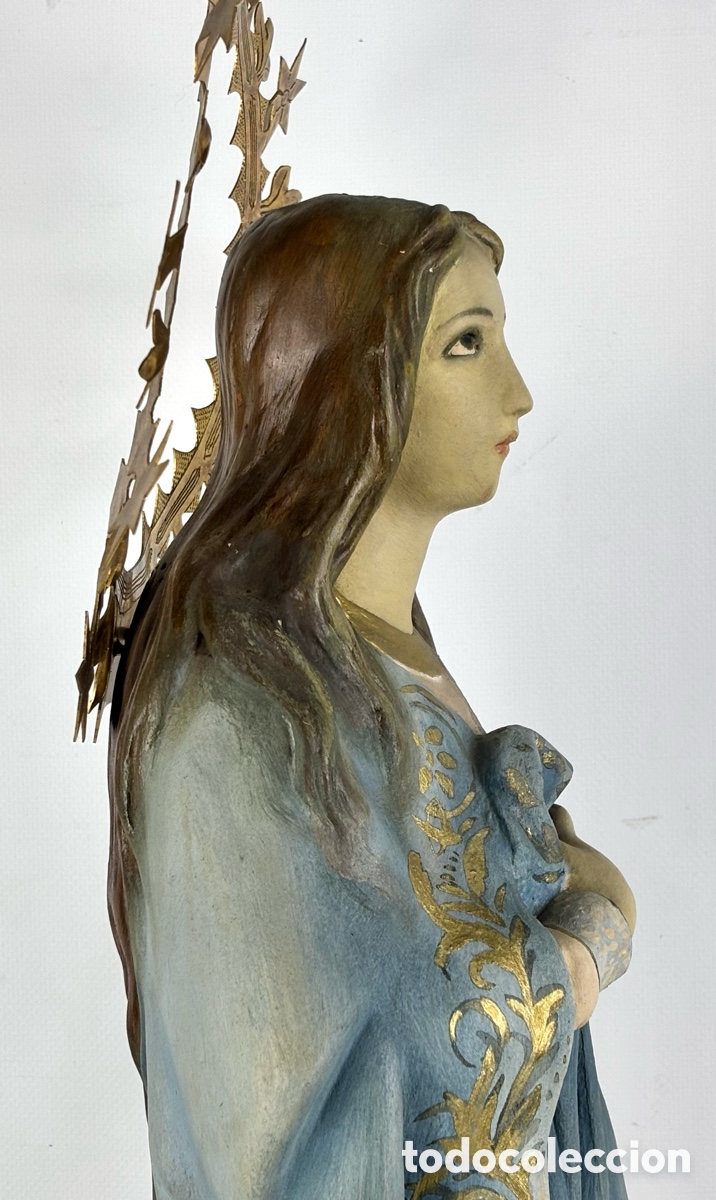 Arte: GRAN VIRGEN INMACULADA CONCEPCI&Oacute;N, SIGLO XIX - 88 CM - Foto 16