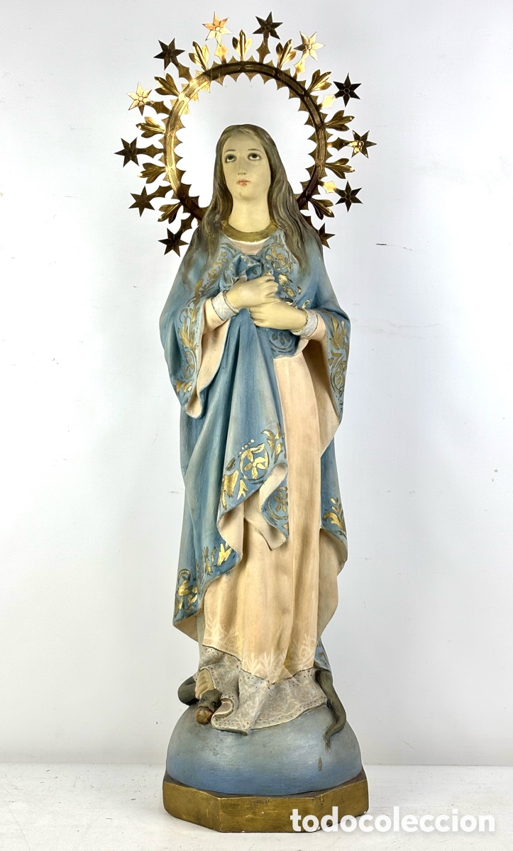 Arte: GRAN VIRGEN INMACULADA CONCEPCI&Oacute;N, SIGLO XIX - 88 CM - Foto 1