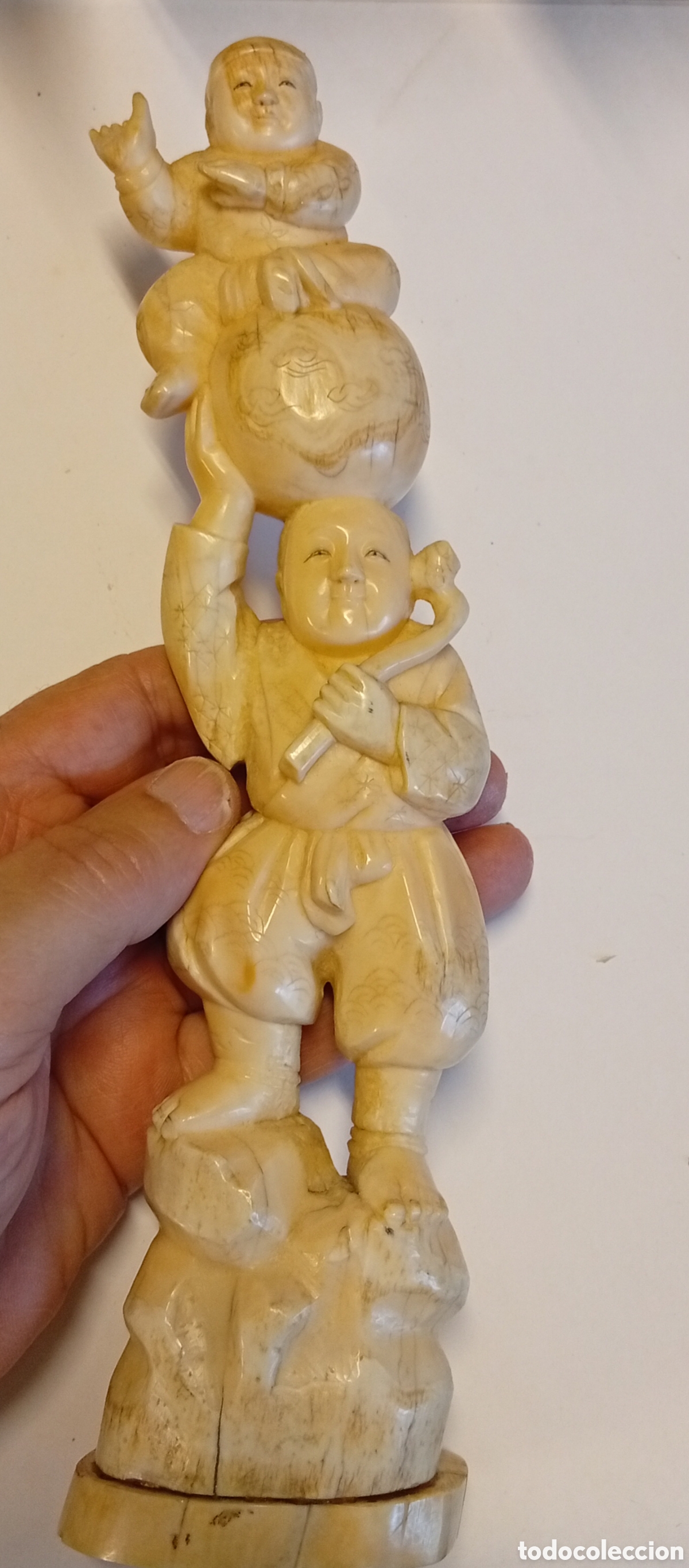 Arte: Decorativa Escultura talla japonesa antigua Okimono periodo Edo a Meiji siglo XIX