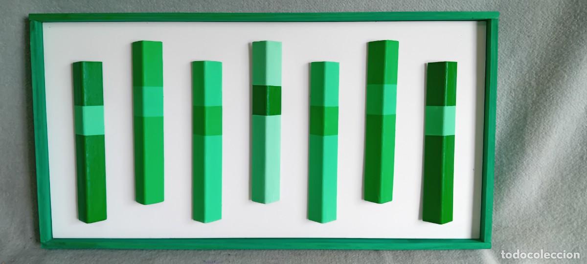 Kunst: Escultura de pared,Composicion VII.Tecnica mixta. 60 x 30 cm.Arte modular.