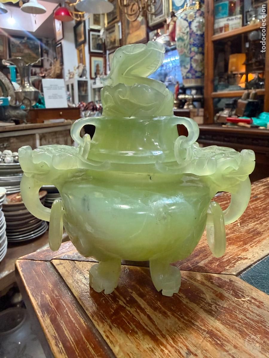 Arte: PRECIOSA PIEZA ORIENTAL TALLADA EN JADE - MEDIDA TOTAL 13,5X14,5 CM
