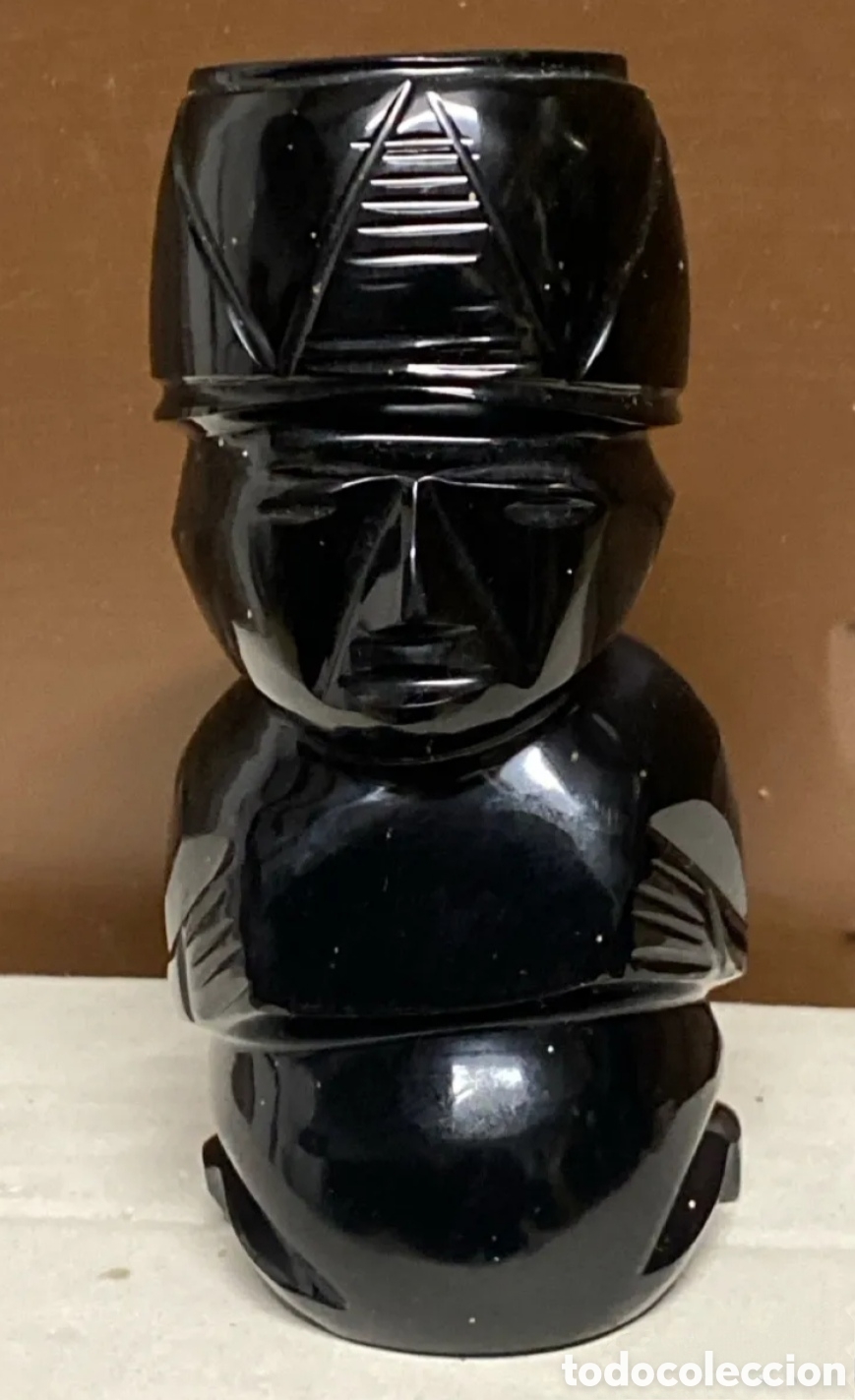 Arte: Escultura cultural Mexicana &Iacute;dolo Dios M&eacute;xico t&oacute;tem de Obsidiana roca volc&aacute;nica v&iacute;trea negra 275 gr.
