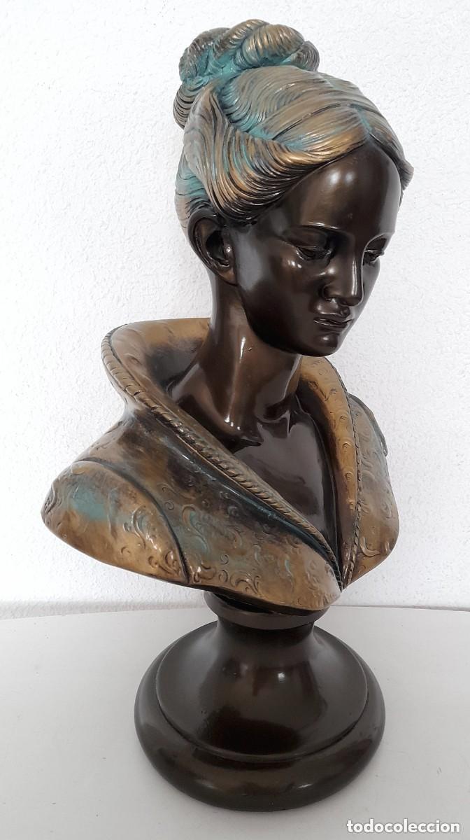 Arte: Gran Busto mujer escultura dama de &eacute;poca en escayola similar policromada 50x30 cm pesa 7 kilos
